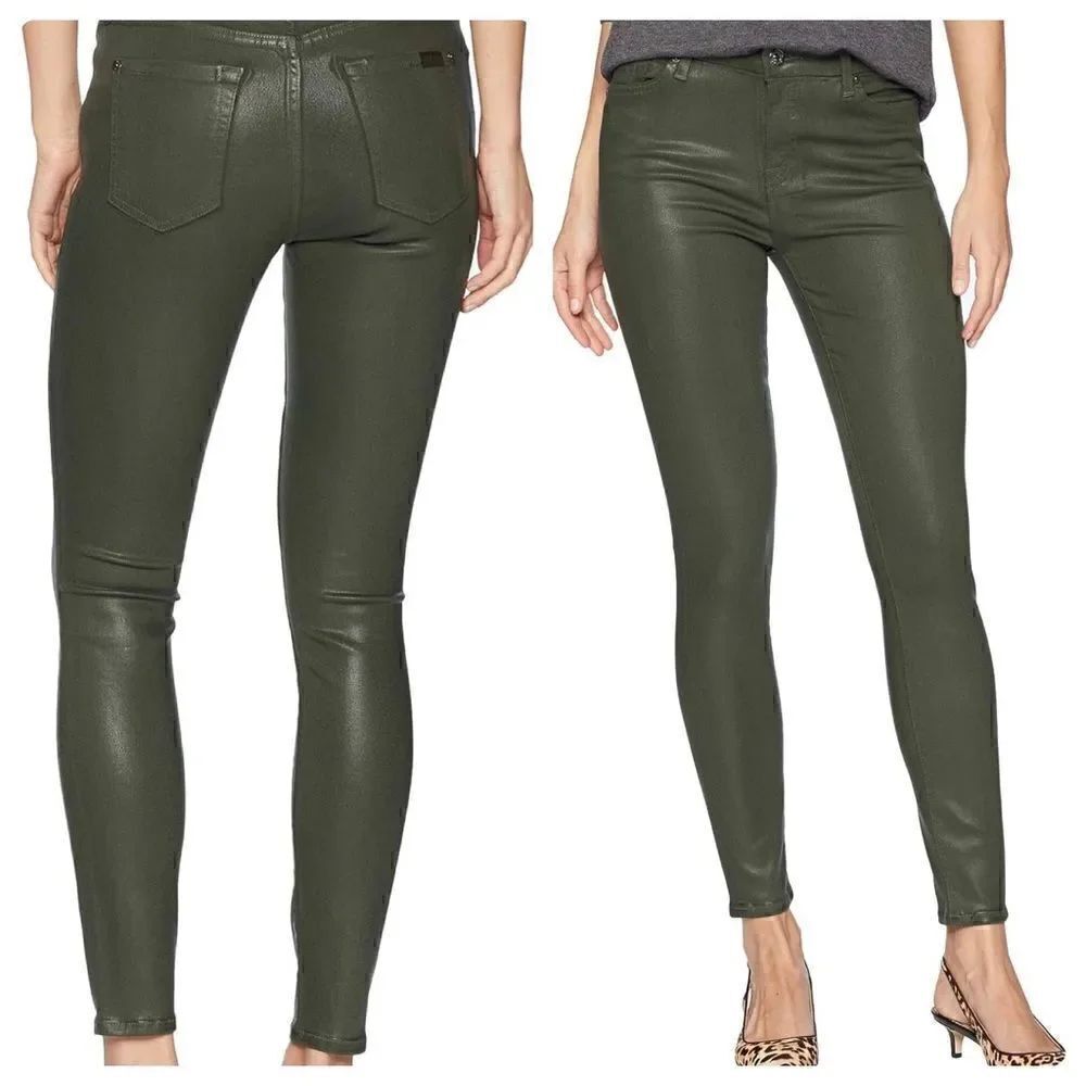 For All Mankind Skinny Emerald Metallic Jeans Ankle Size 26